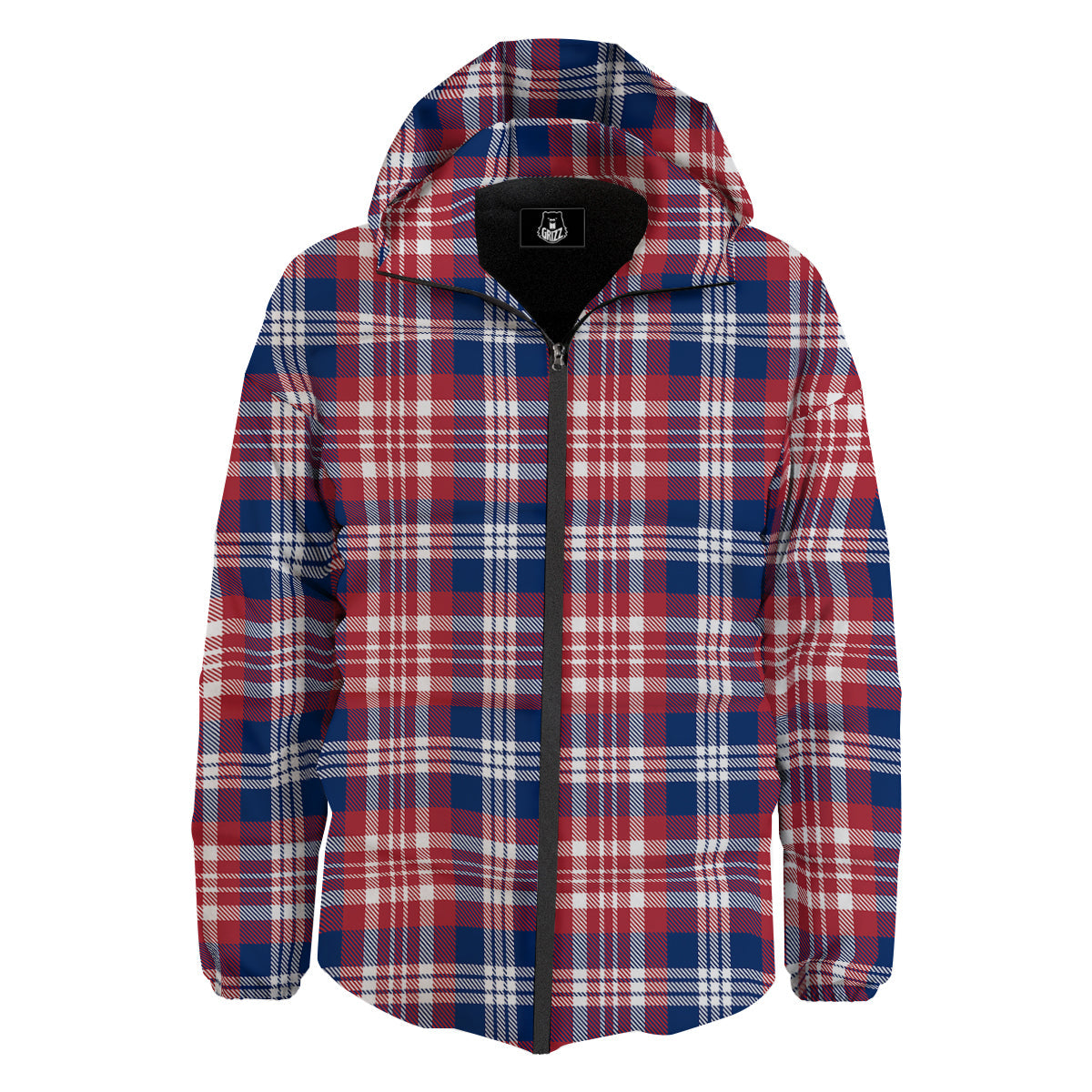 Plaid USA Print Pattern Down Jacket-grizzshop