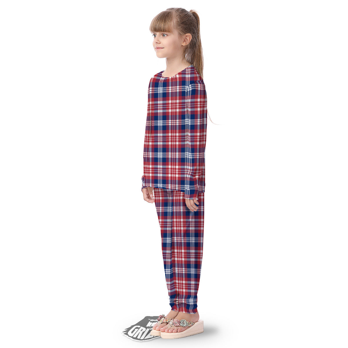 Plaid USA Print Pattern Kid's Pajamas-grizzshop