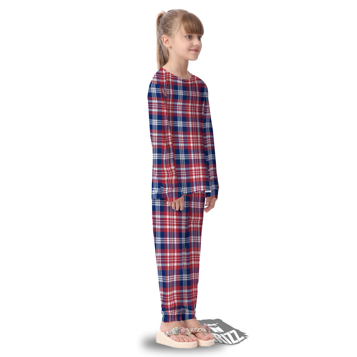 Plaid USA Print Pattern Kid's Pajamas-grizzshop