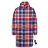 Plaid USA Print Pattern Long Down Jacket-grizzshop