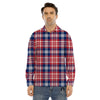 Plaid USA Print Pattern Men's Dress Shirts-grizzshop