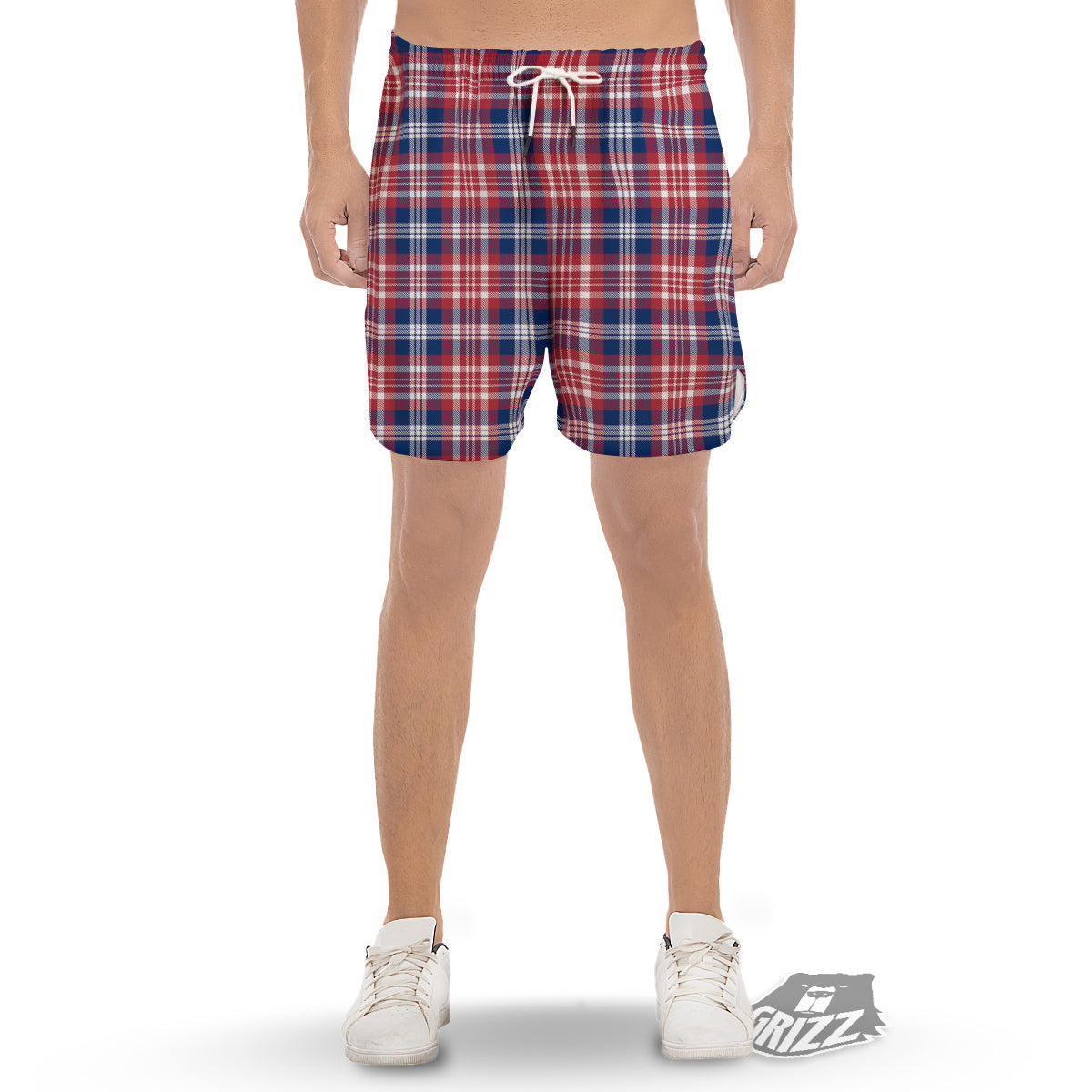 Plaid USA Print Pattern Men's Gym Shorts-grizzshop