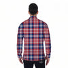 Plaid USA Print Pattern Men's Long Sleeve Shirts-grizzshop