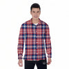 Plaid USA Print Pattern Men's Long Sleeve Shirts-grizzshop