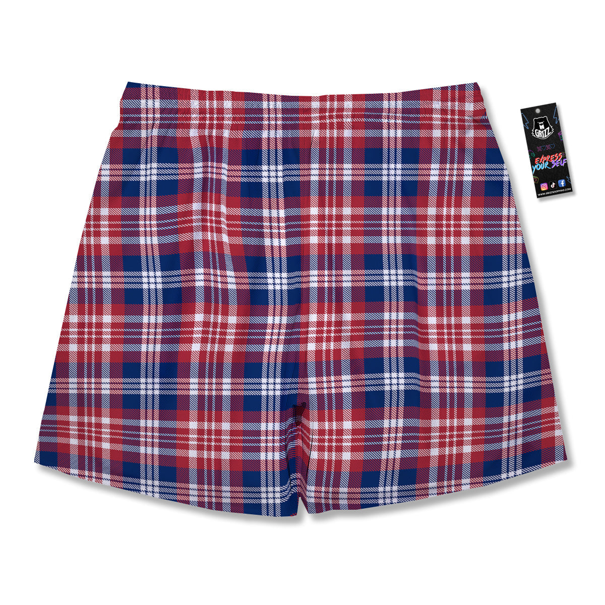 Plaid USA Print Pattern Men's Running Shorts-grizzshop