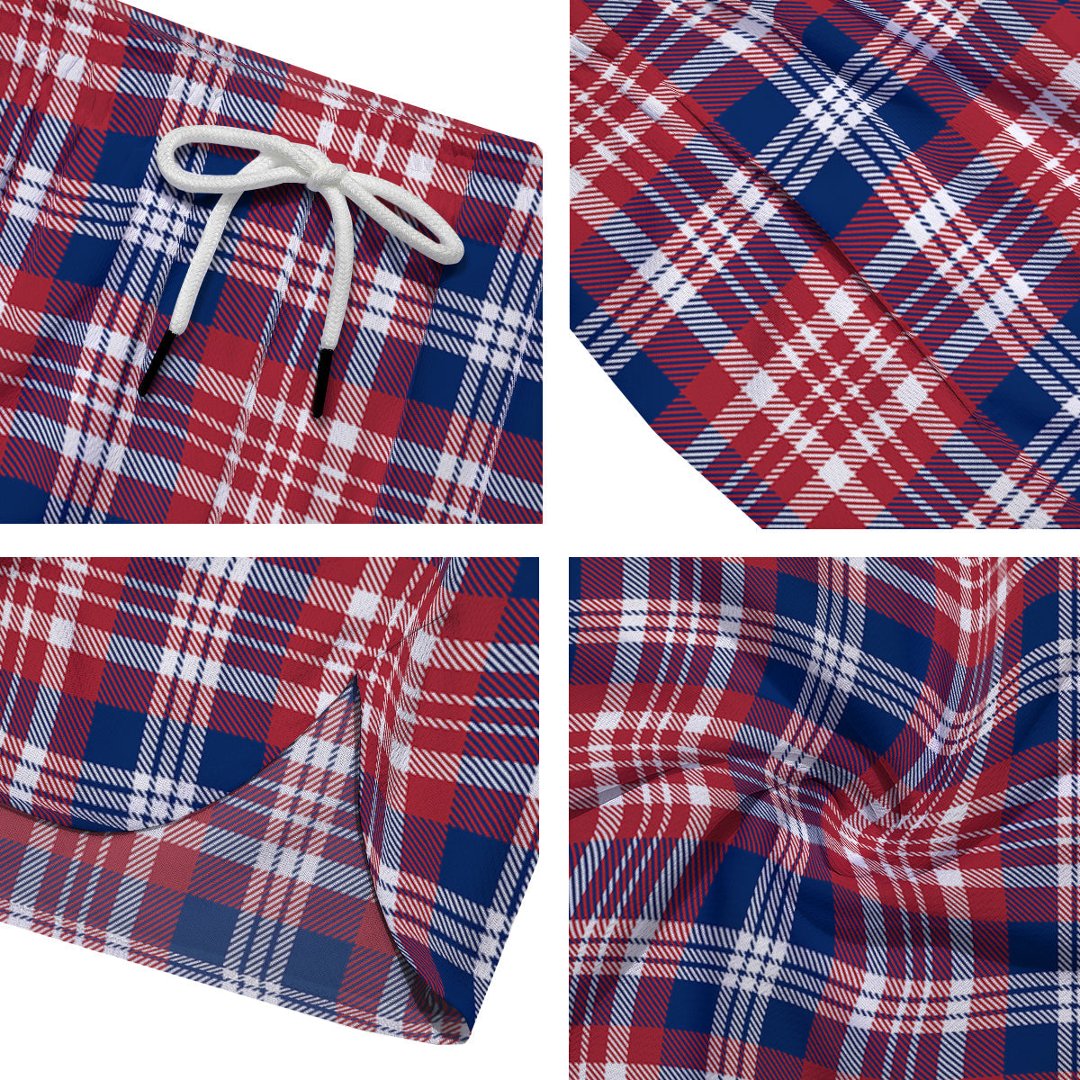 Plaid USA Print Pattern Men's Running Shorts-grizzshop