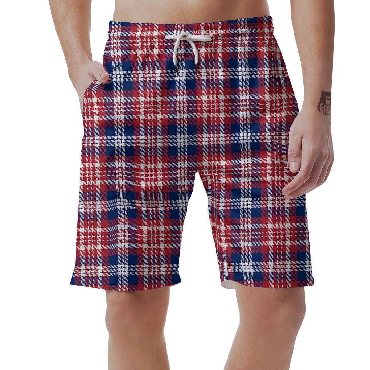 Plaid USA Print Pattern Men's Shorts-grizzshop