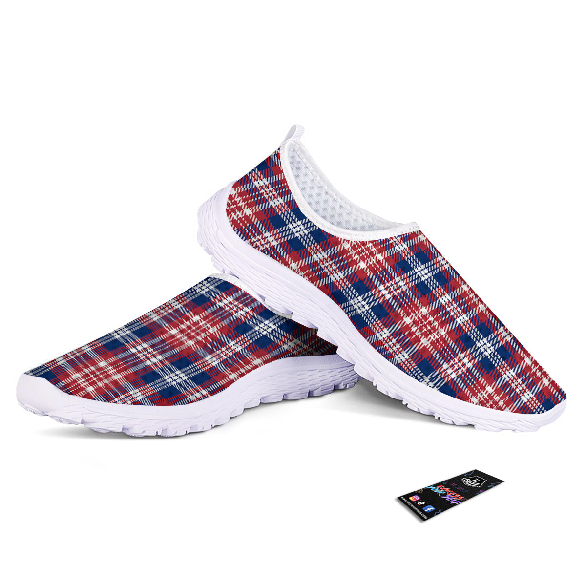 Plaid USA Print Pattern Nurse Shoes-grizzshop