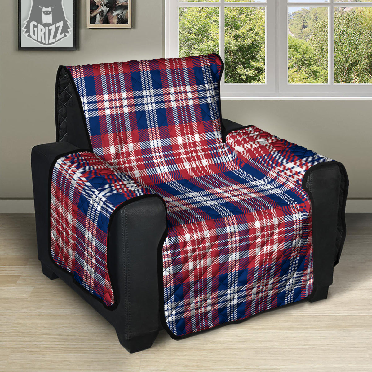 Plaid USA Print Pattern Recliner Protector-grizzshop