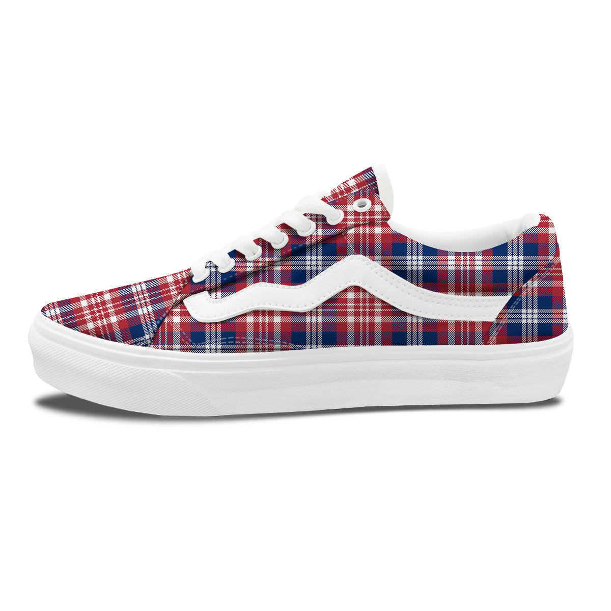 Plaid USA Print Pattern Skate Shoes-grizzshop