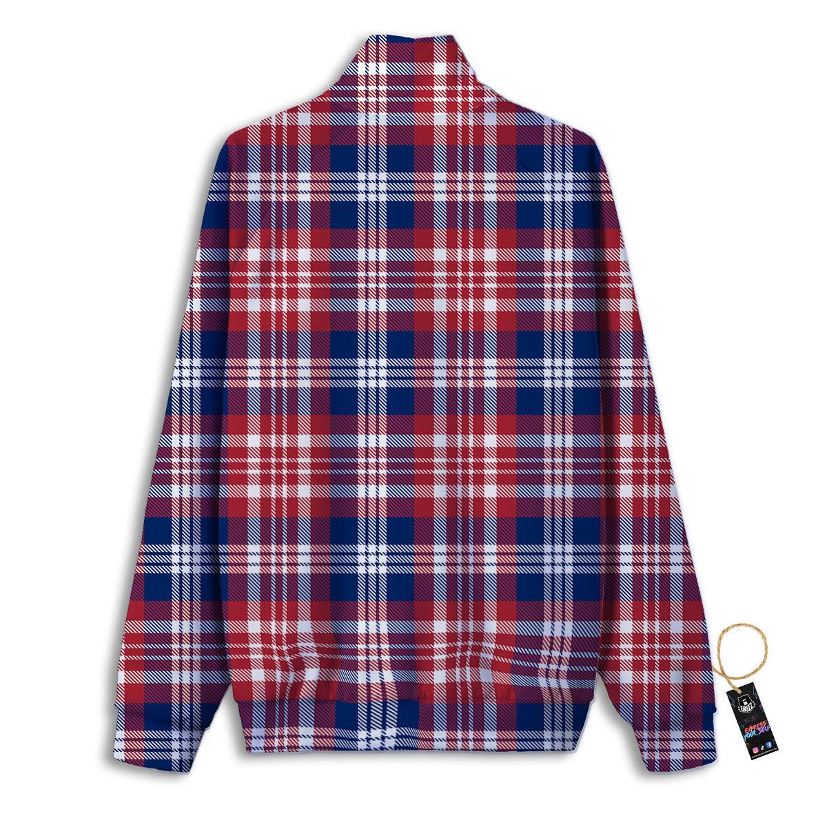 Plaid USA Print Pattern Track Jacket-grizzshop