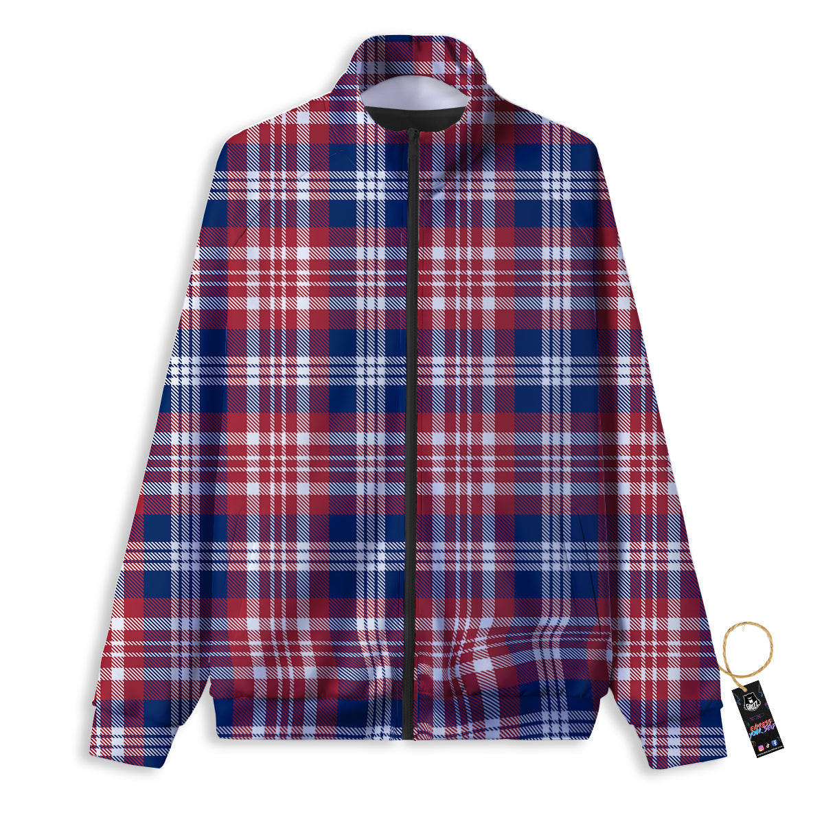 Plaid USA Print Pattern Track Jacket-grizzshop