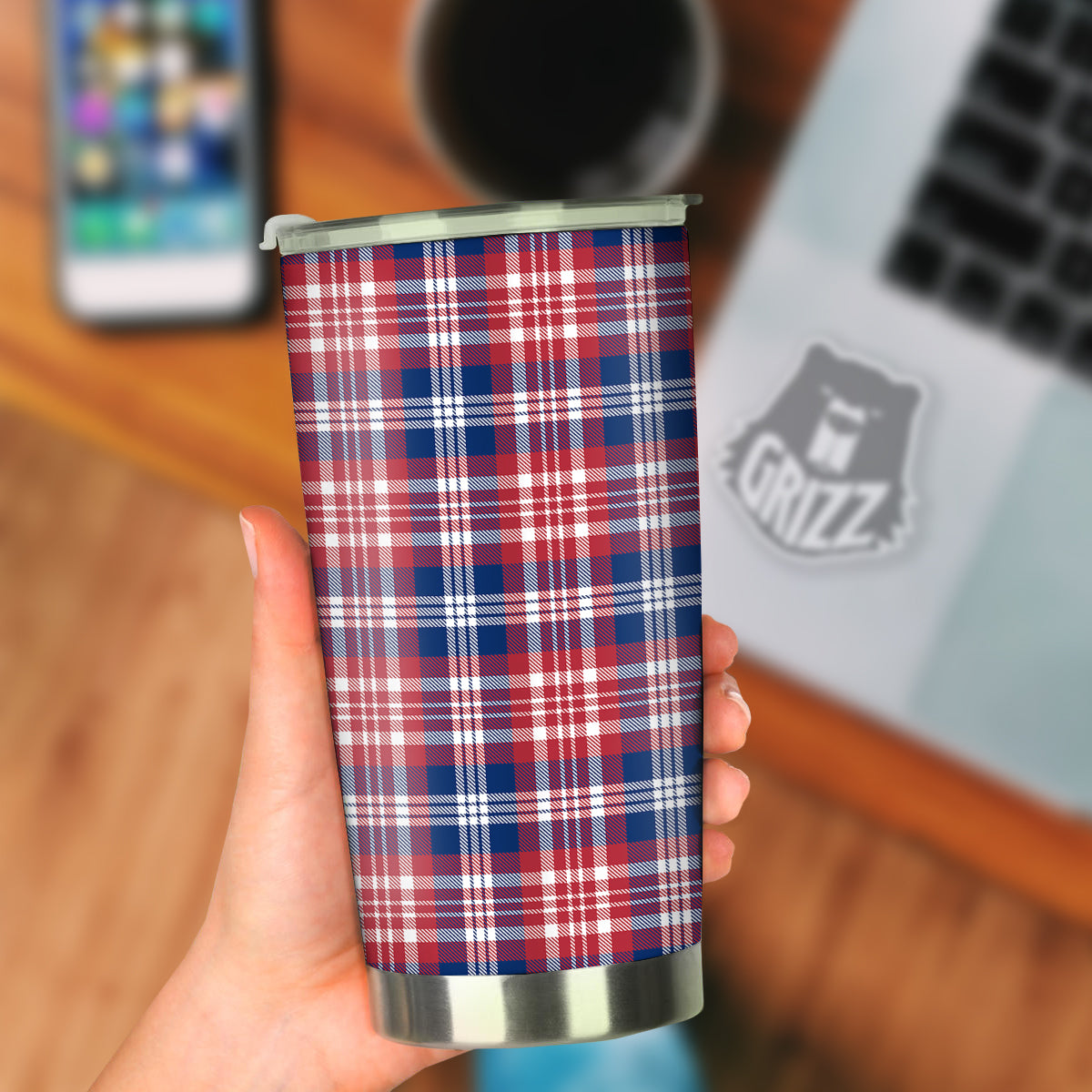 Plaid USA Print Pattern Tumbler-grizzshop