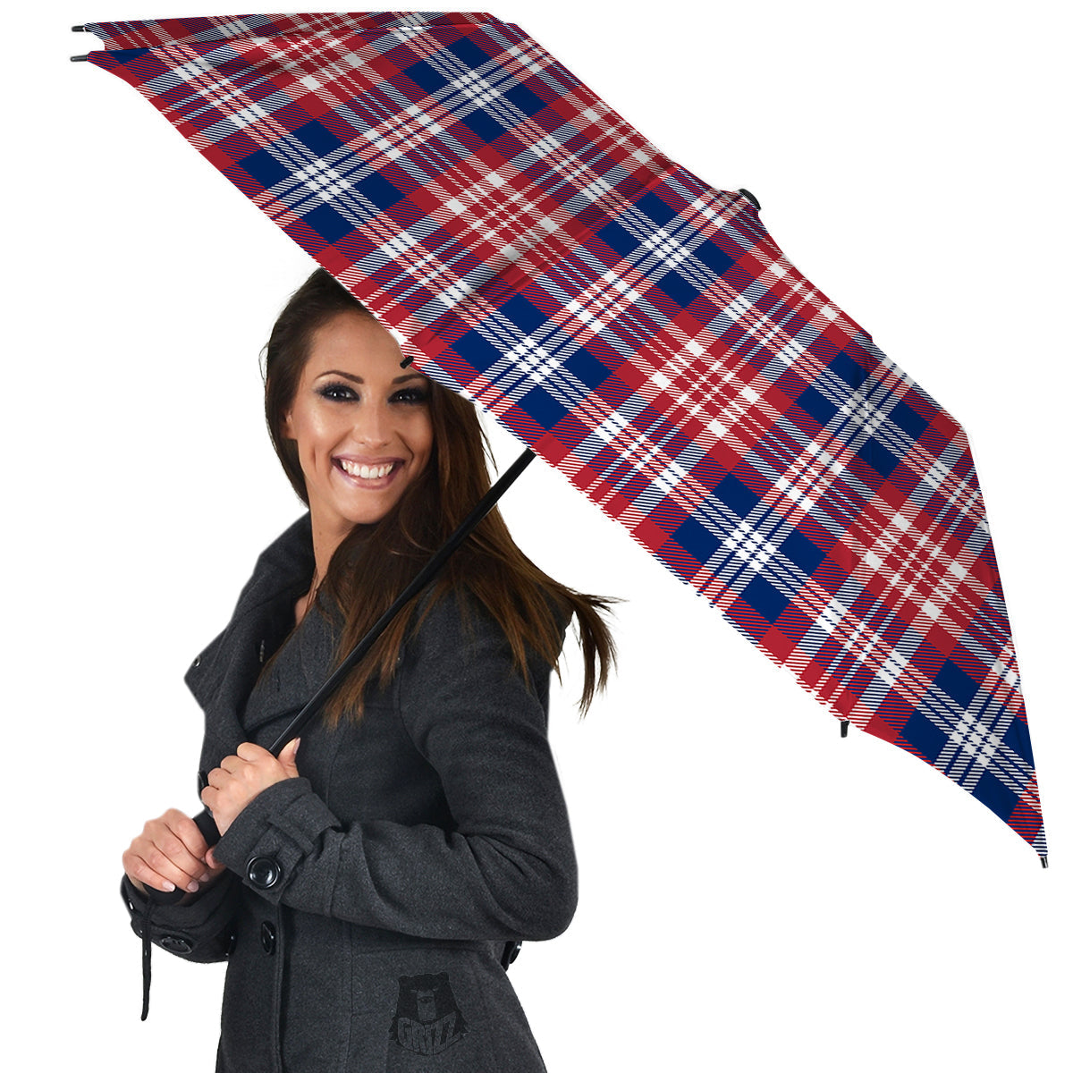 Plaid USA Print Pattern Umbrella-grizzshop