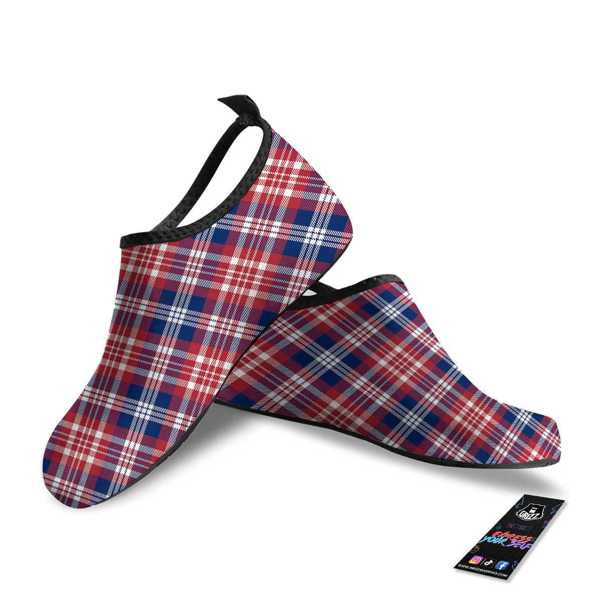 Plaid USA Print Pattern Water Shoes-grizzshop