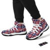 Plaid USA Print Pattern White Bball Shoes-grizzshop