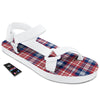 Plaid USA Print Pattern White Open Toe Sandals-grizzshop