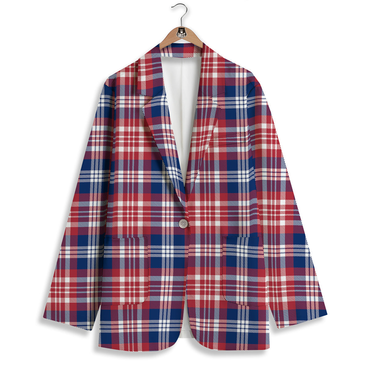 Plaid USA Print Pattern Women's Blazer-grizzshop