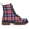 Plaid USA Print Pattern Work Boots-grizzshop