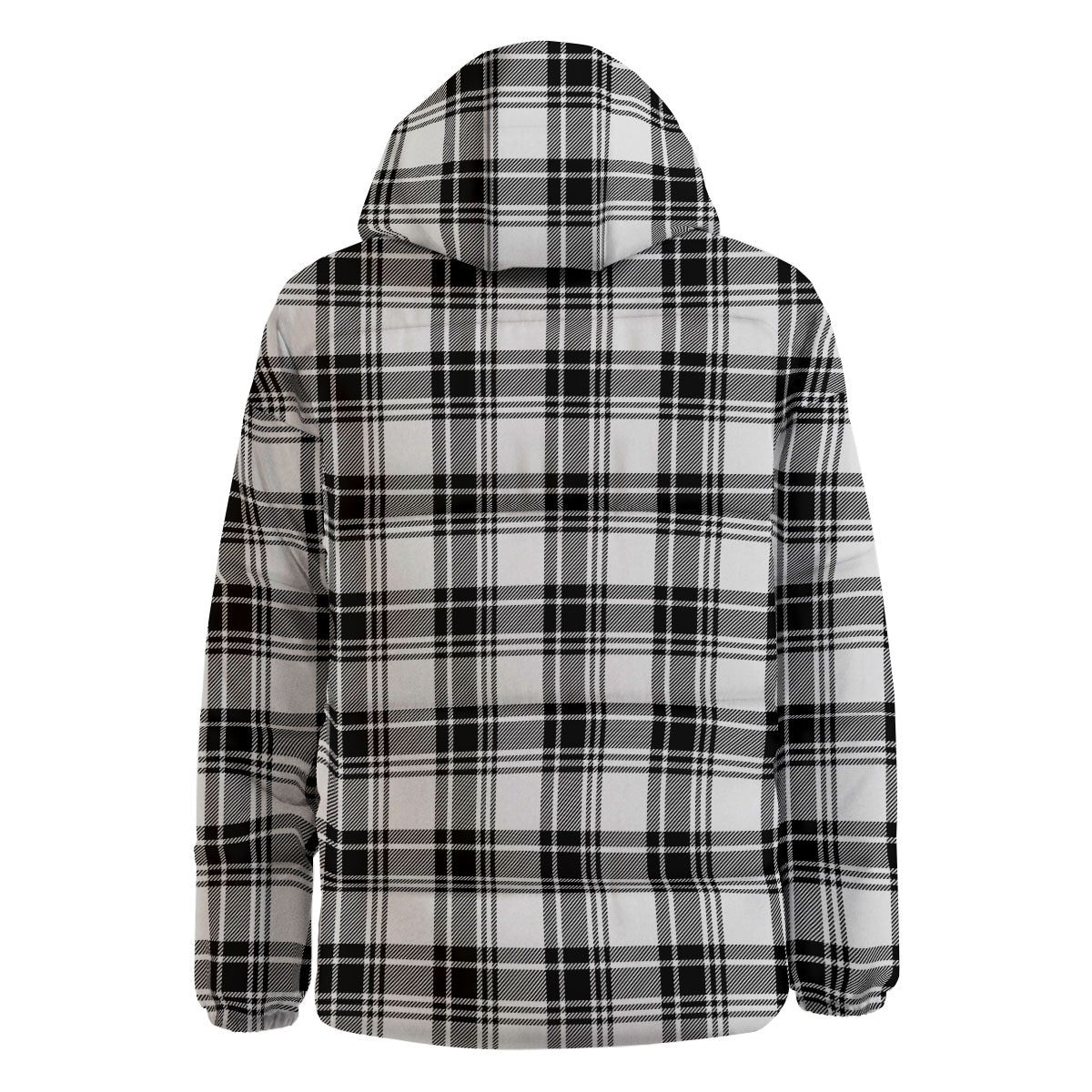 Plaid White And Black Print Pattern Down Jacket-grizzshop