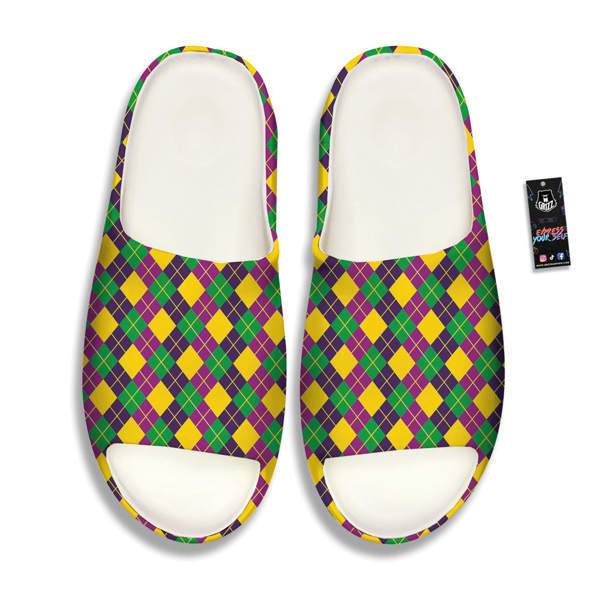 Plaid Mardi Gras Print Pattern Sandals-grizzshop