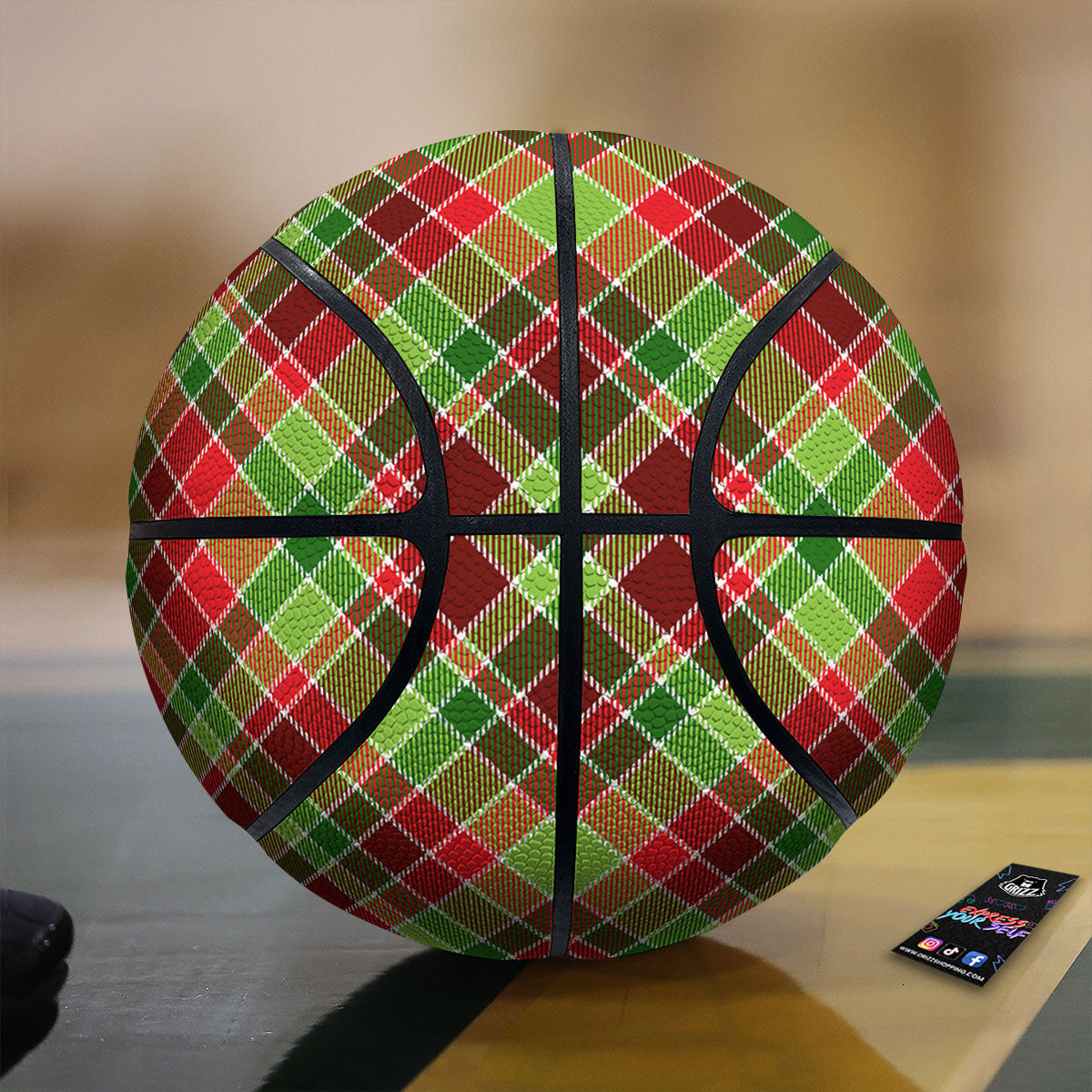 Plaid Merry Christmas Print Pattern Basketball