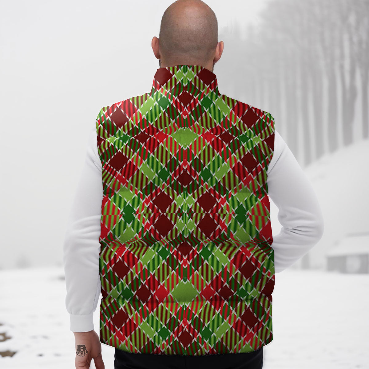 Plaid Merry Christmas Print Pattern Down Vest