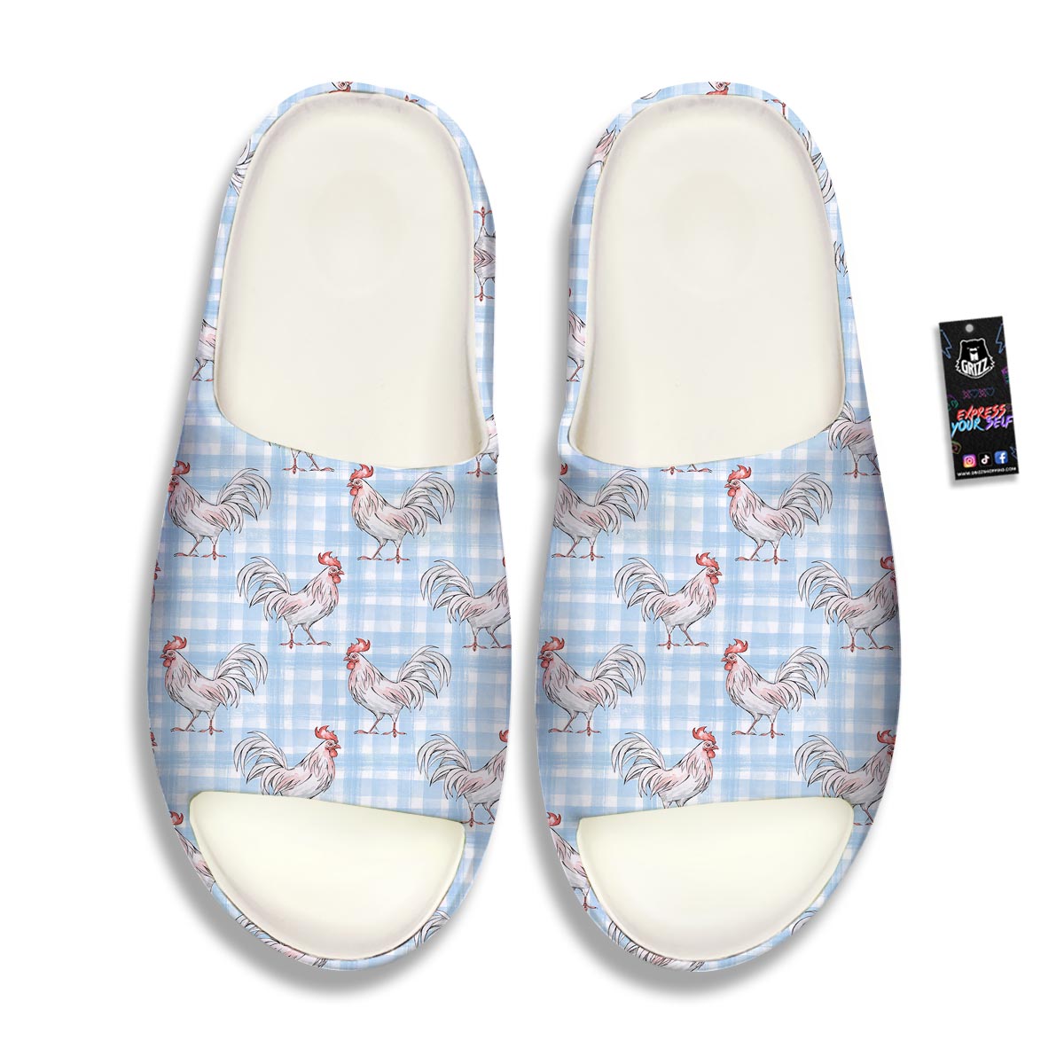 Plaid Rooster Print Pattern Sandals-grizzshop