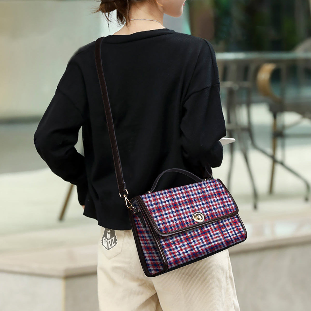 Plaid USA Patriotic Print Pattern Women's Satchel Bag