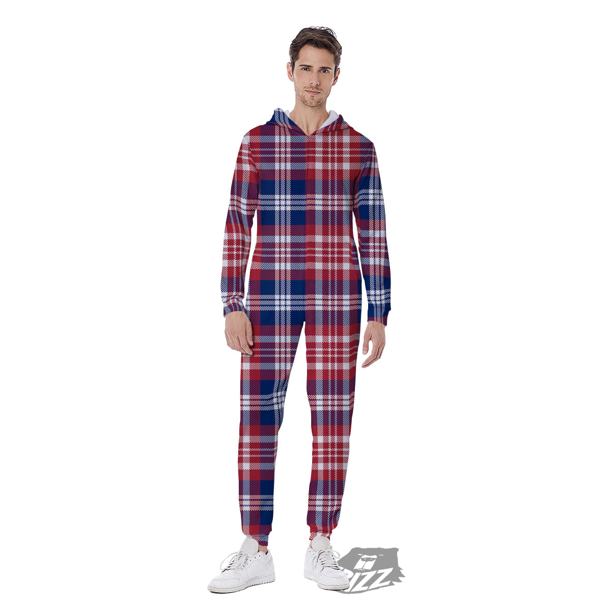 Plaid USA Print Pattern Men's Jumpsuit-grizzshop