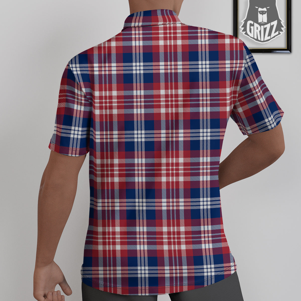 Plaid USA Print Pattern Untucked Shirts-grizzshop