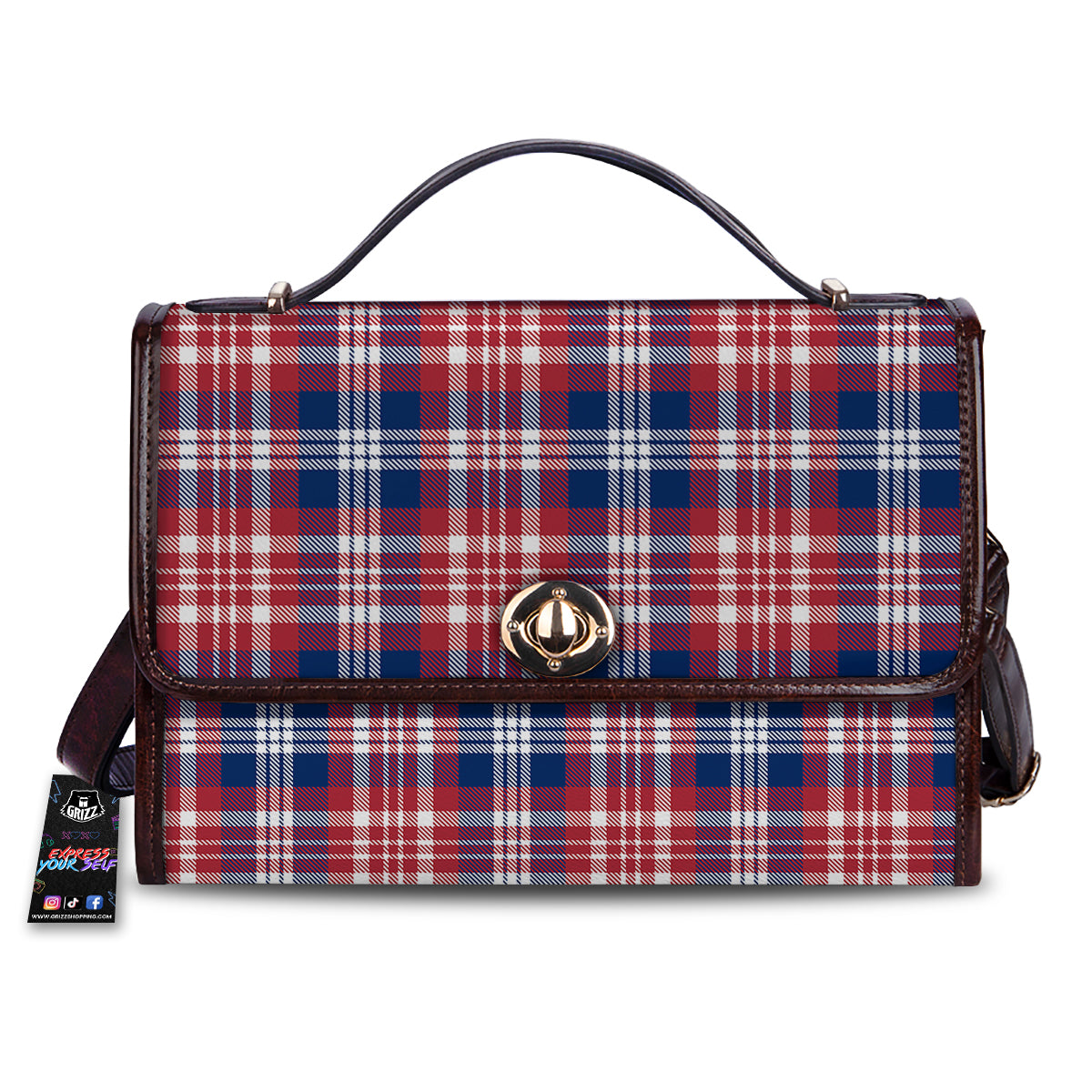 Plaid USA Print Pattern Women's Satchel Bag