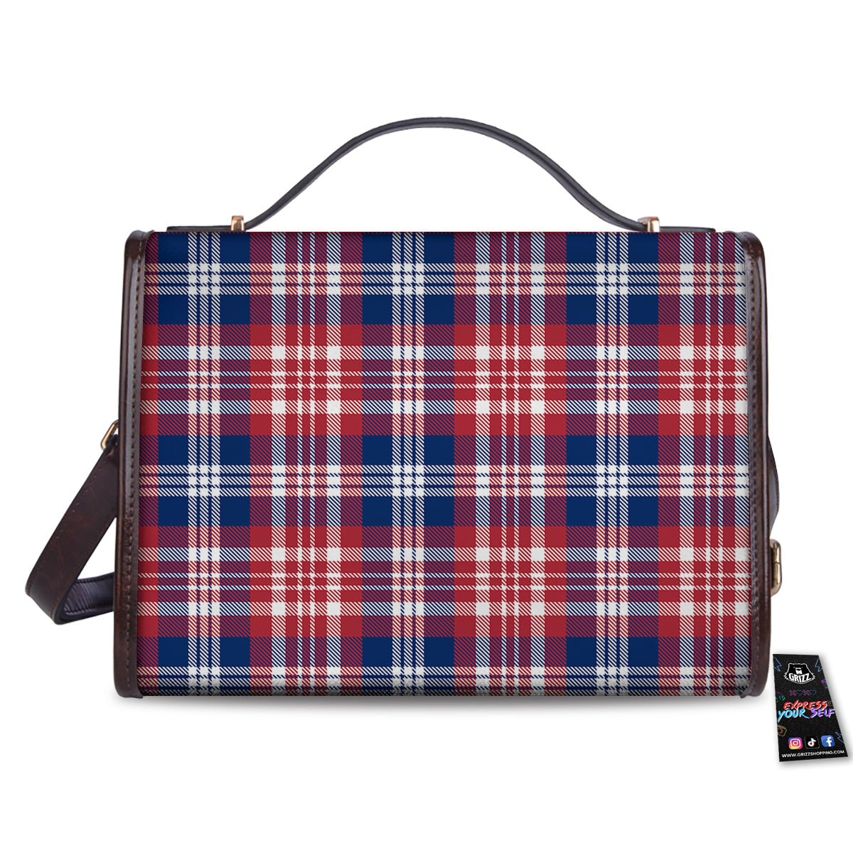 Plaid USA Print Pattern Women's Satchel Bag