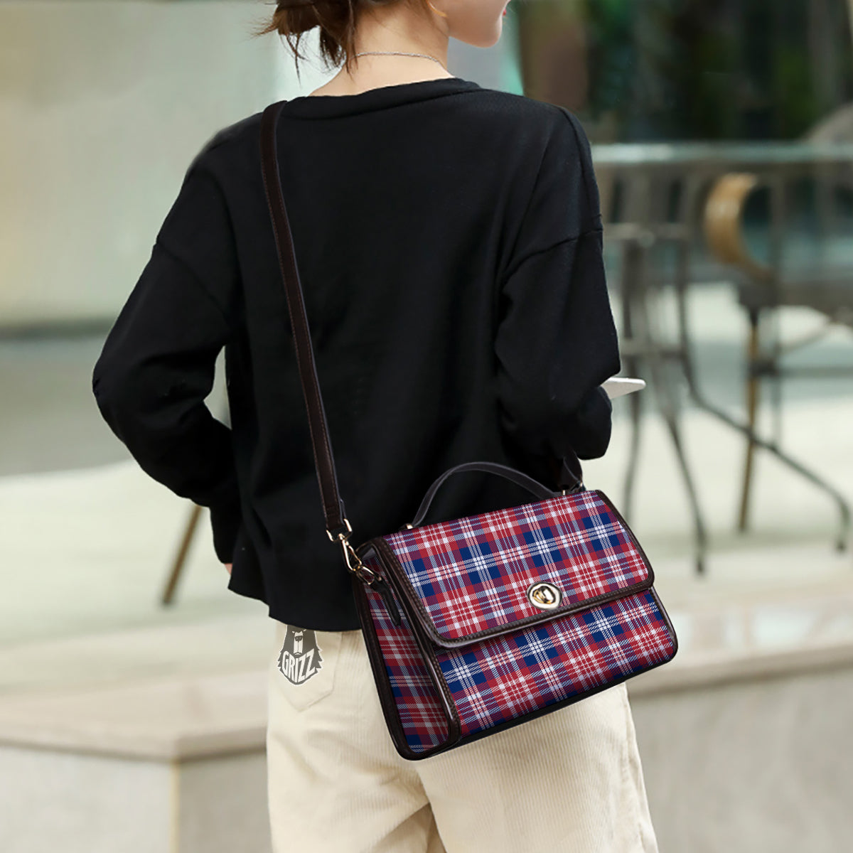 Plaid USA Print Pattern Women's Satchel Bag