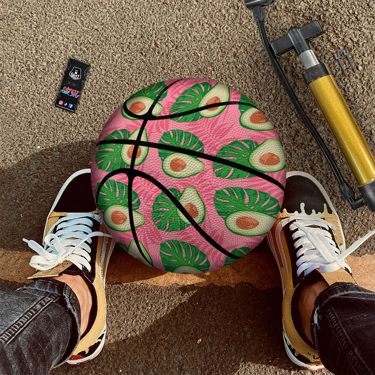 Plam Leaf And Avocado Pink Print Pattern Basketball-grizzshop