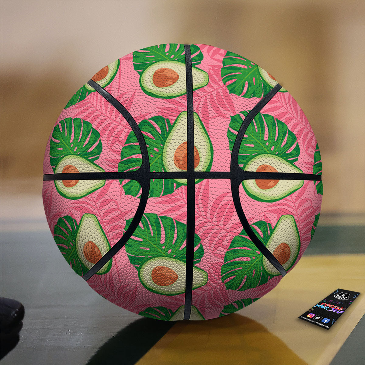 Plam Leaf And Avocado Pink Print Pattern Basketball-grizzshop