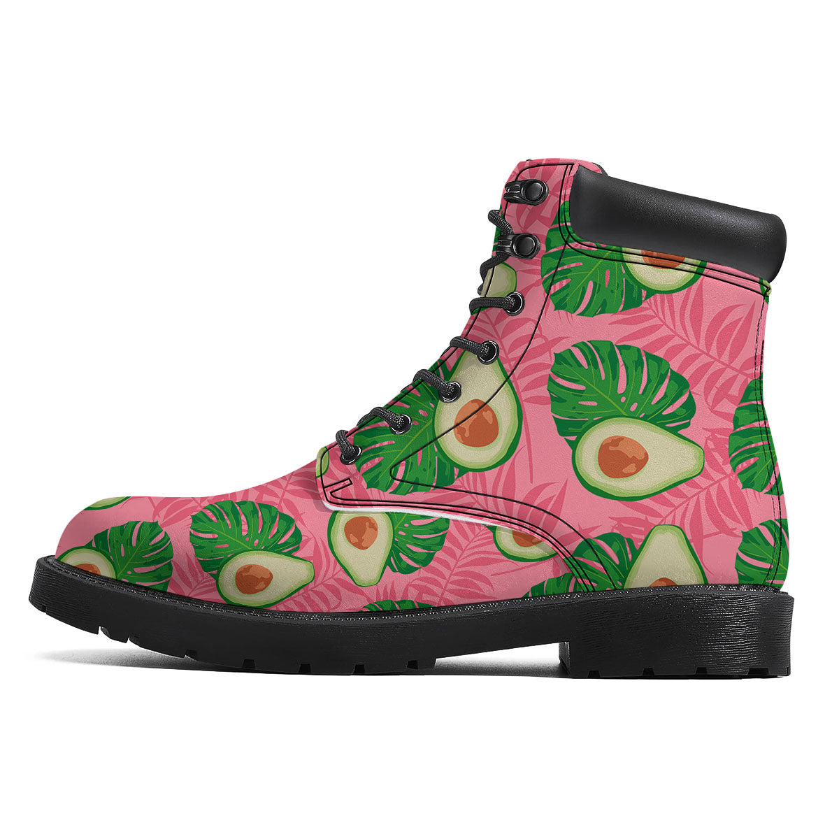 Plam Leaf And Avocado Pink Print Pattern Boots-grizzshop