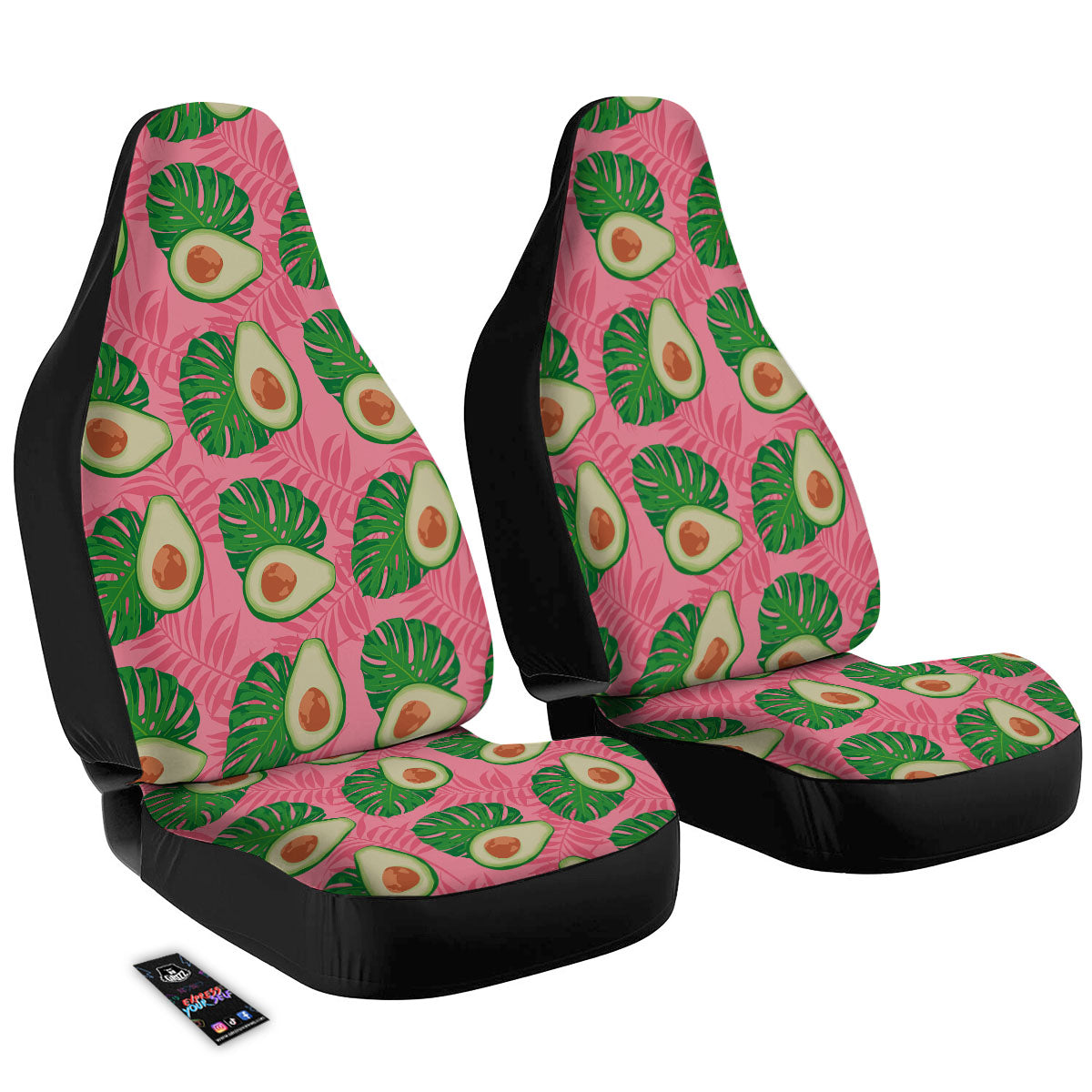 Plam Leaf And Avocado Pink Print Pattern Car Seat Covers-grizzshop