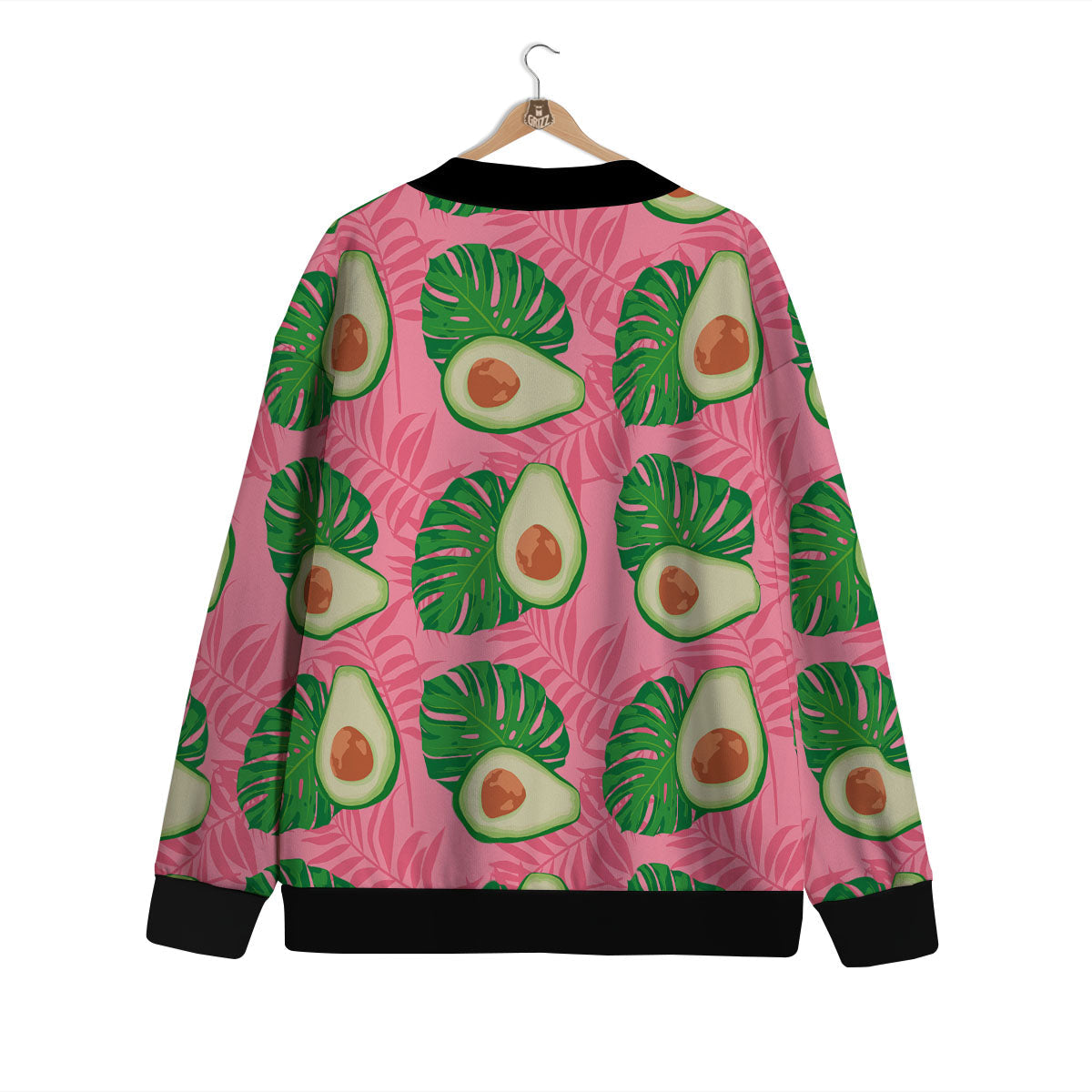 Plam Leaf And Avocado Pink Print Pattern Cardigan-grizzshop