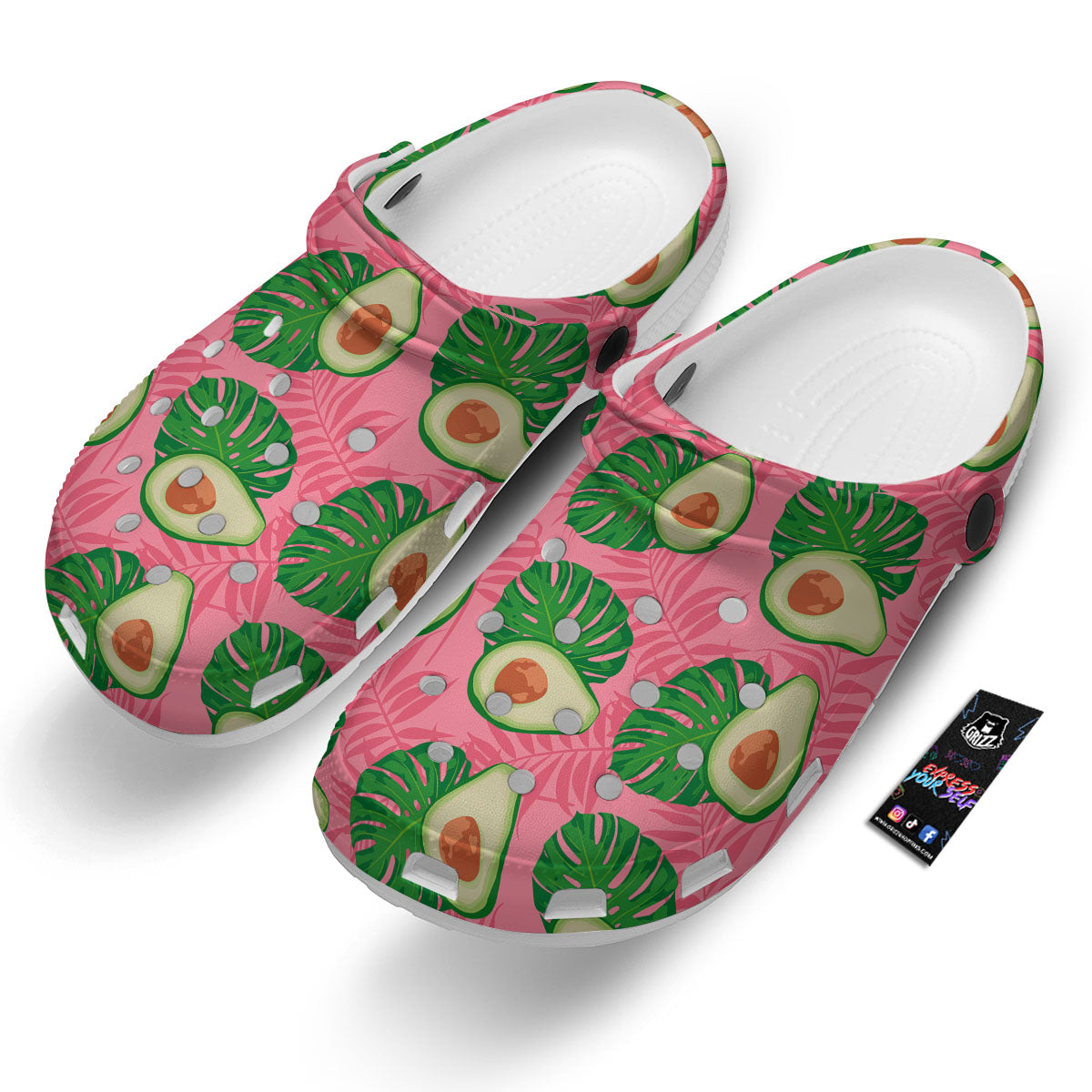 Plam Leaf And Avocado Pink Print Pattern Clog-grizzshop