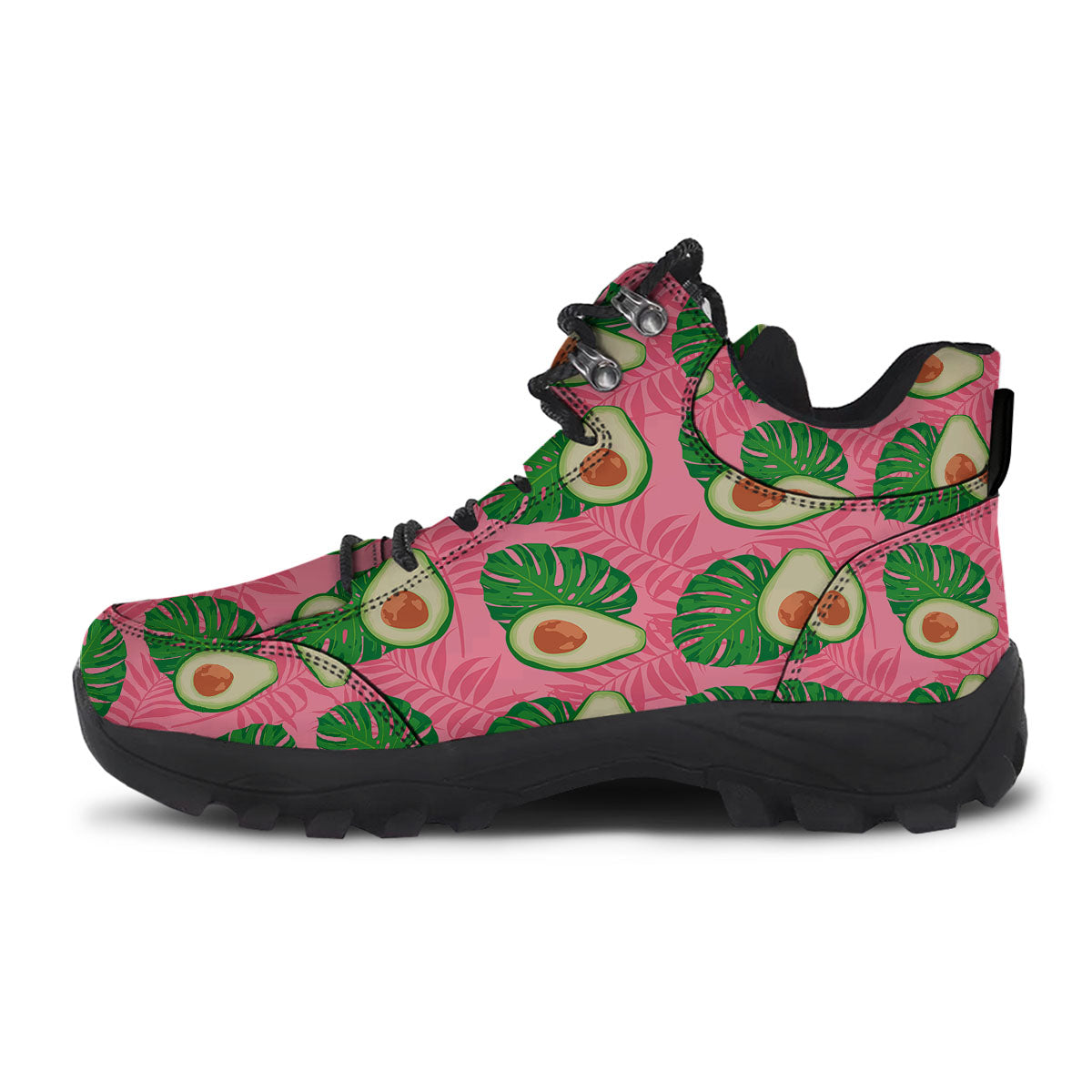 Plam Leaf And Avocado Pink Print Pattern Hiking Shoes-grizzshop