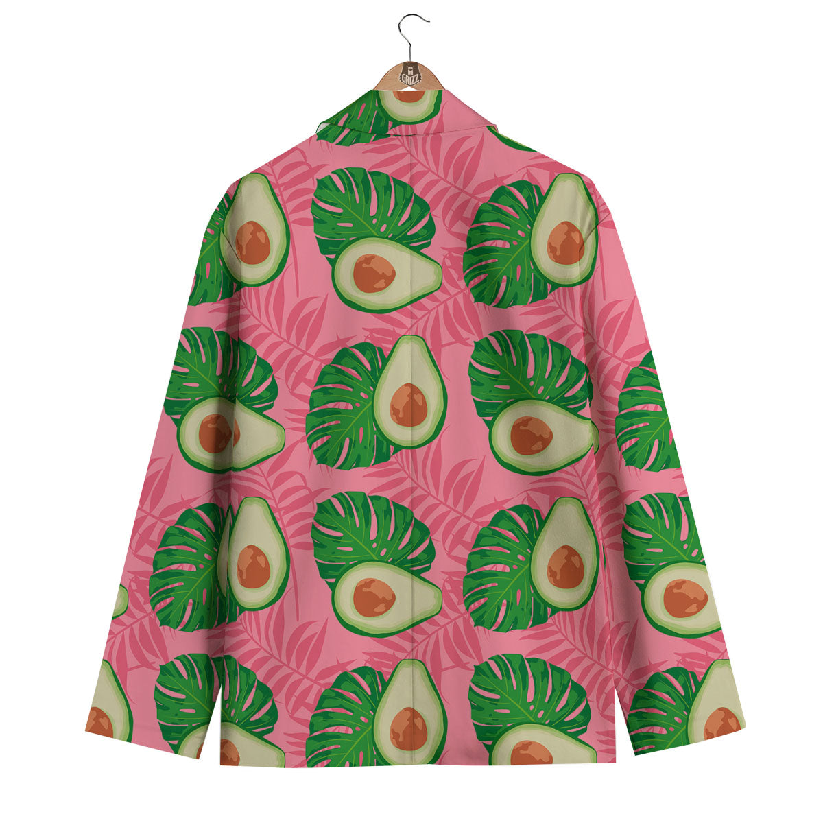 Plam Leaf And Avocado Pink Print Pattern Men's Blazer-grizzshop