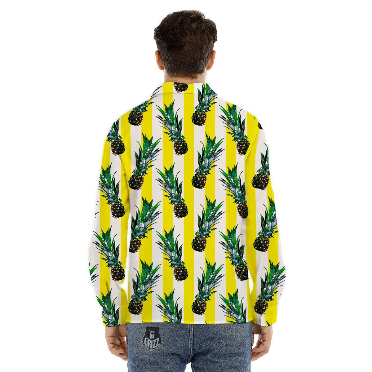 Plam Leaf And Avocado Pink Print Pattern Men's Dress Shirts-grizzshop