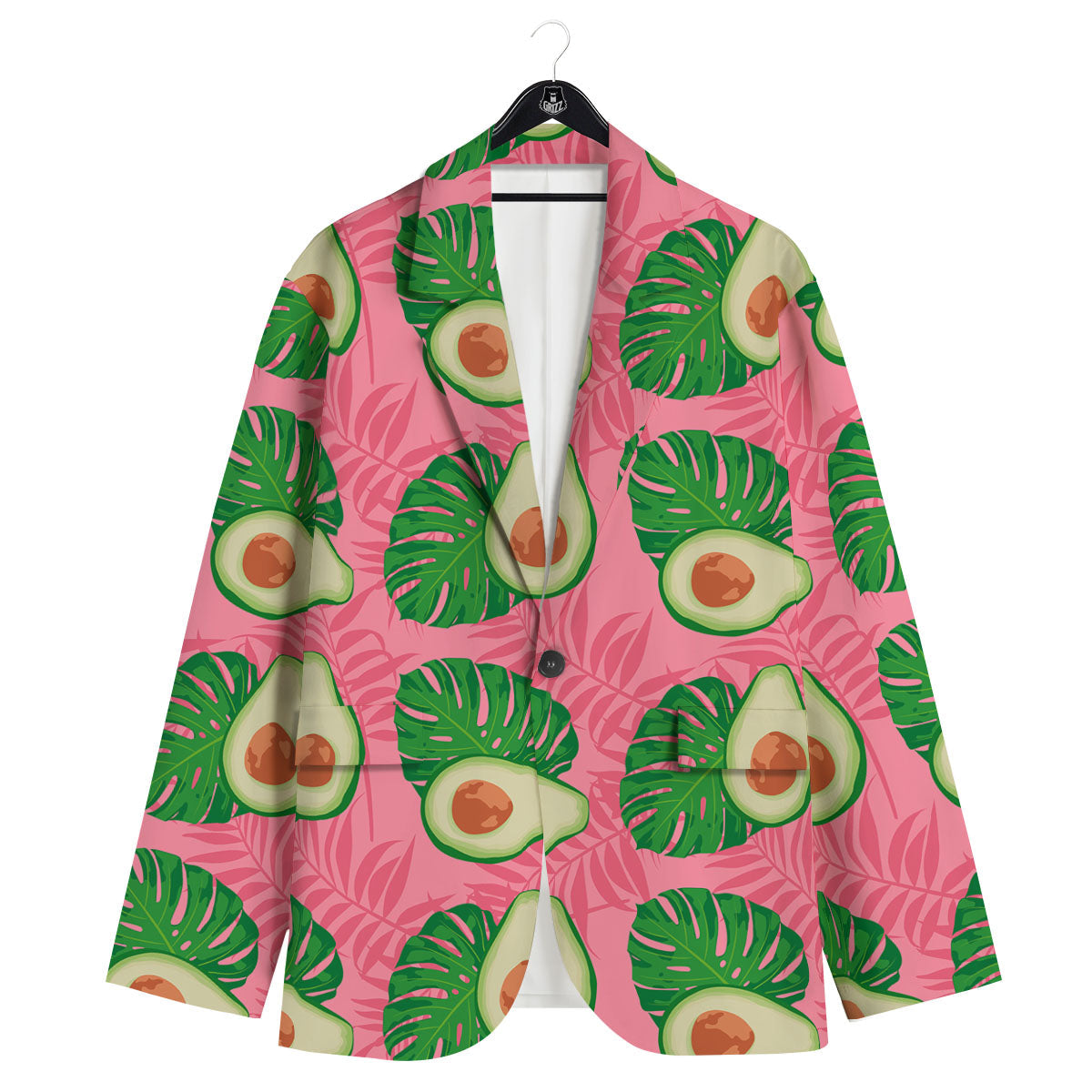 Plam Leaf And Avocado Pink Print Pattern Men's Sport Coat-grizzshop