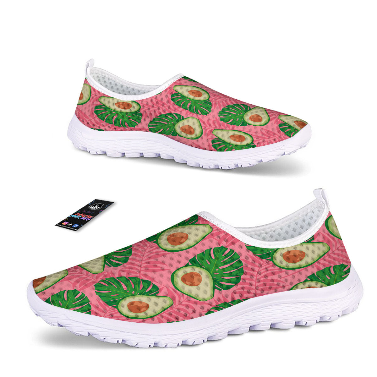 Plam Leaf And Avocado Pink Print Pattern Nurse Shoes-grizzshop