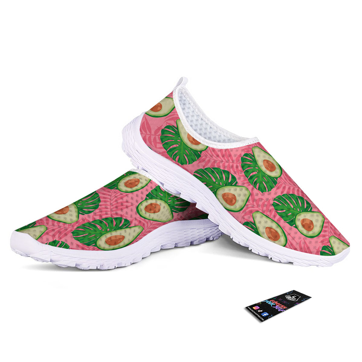 Plam Leaf And Avocado Pink Print Pattern Nurse Shoes-grizzshop