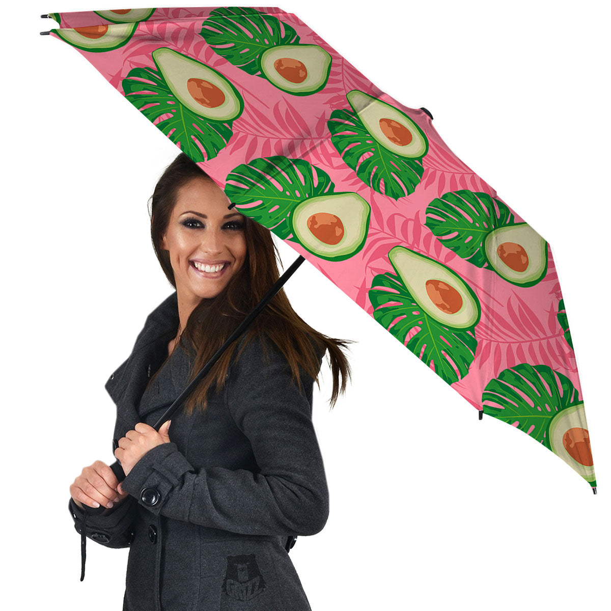 Plam Leaf And Avocado Pink Print Pattern Umbrella-grizzshop