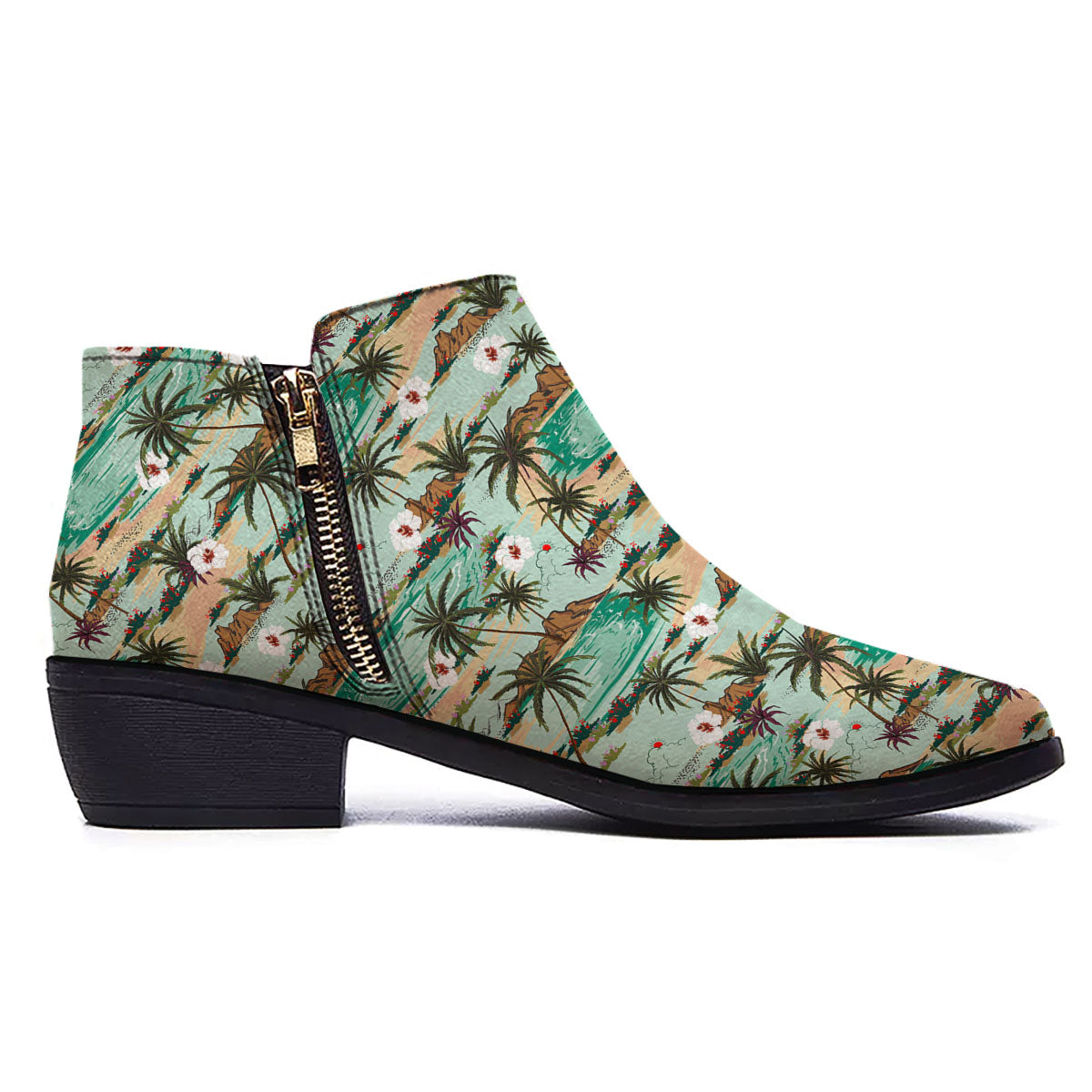 Plam Tree Beach Summer Print Pattern Ankle Boots-grizzshop