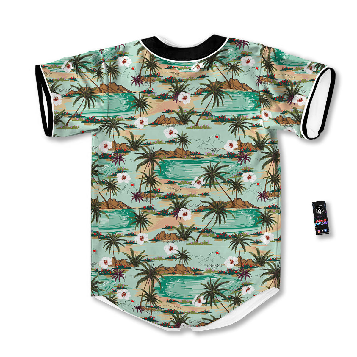 Plam Tree Beach Summer Print Pattern Baseball Jersey-grizzshop