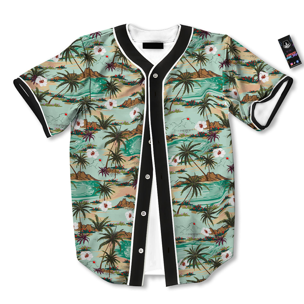 Plam Tree Beach Summer Print Pattern Baseball Jersey-grizzshop